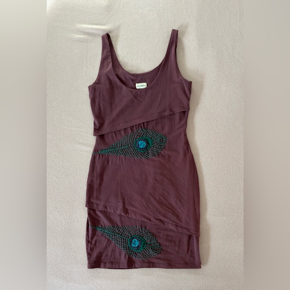 NWOT Synergy Plum Embroidered Bodycon Mini Dress